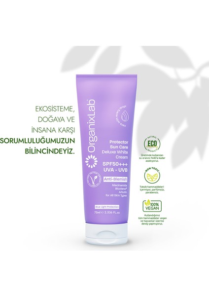 Organixlab Güneş Koruyucu Etkili Leke Karşıtı Yüz Kremi - Uva ve Uvb Etkili Spf 50 Güneş Kremi 75 ml