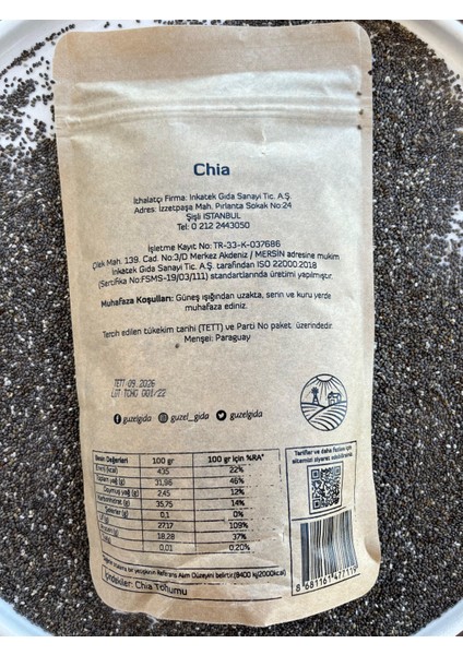 Güzel Ada Gıda Glutensiz Chia Tohumu 300 gr modelleri