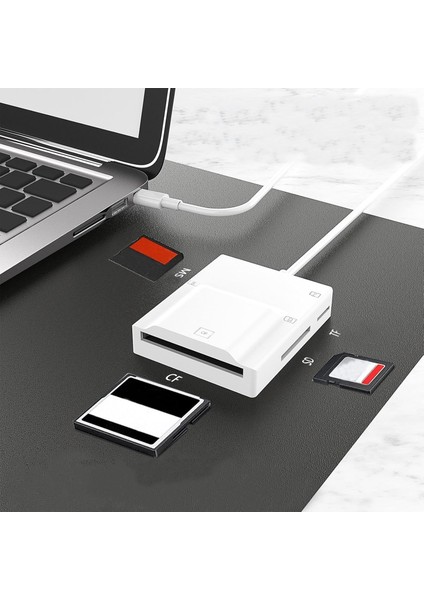 Tip C Kart Okuyucu 50cm Kablo Uzunluğu Type-C Kablolu Çoklu Kart Okuyucu Card Reader CF Compact Flash, SD kart, micro SD TF Card Memory Stick USB C Card Reader ZR780