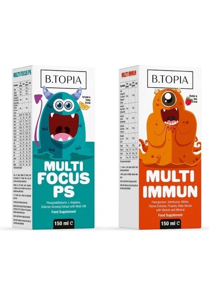 Çocuklara Özel - Multi Focus PS Şurup + Multi Immun Şurup - Avantaj Paketi