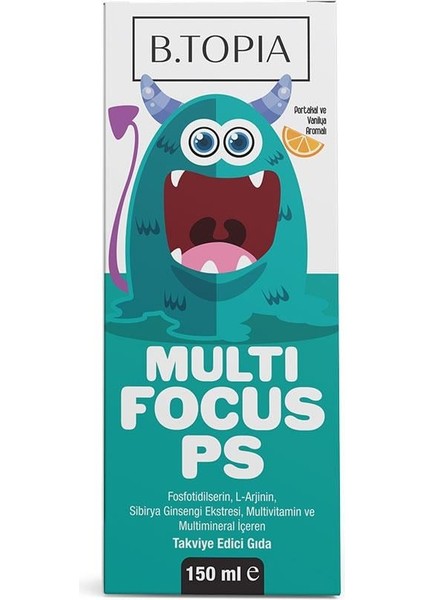 Multi Focus PS Şurup 150 ml - Çocuklar İçin Güçlü ve Dengeli Büyüme- L-Arjinin, Fosfotidilserin, Sibirya Ginsengi ve Japon Poligonumu