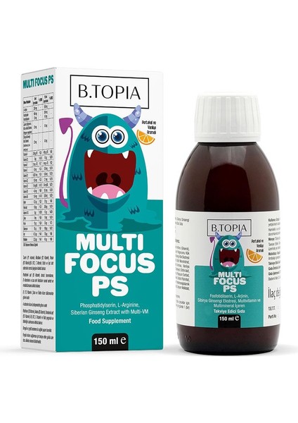 Multi Focus PS Şurup 150 ml - Çocuklar İçin Güçlü ve Dengeli Büyüme- L-Arjinin, Fosfotidilserin, Sibirya Ginsengi ve Japon Poligonumu