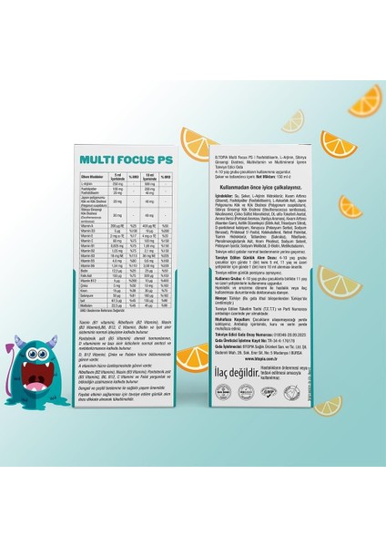 Multi Focus PS Şurup 150 ml - Çocuklar İçin Güçlü ve Dengeli Büyüme- L-Arjinin, Fosfotidilserin, Sibirya Ginsengi ve Japon Poligonumu