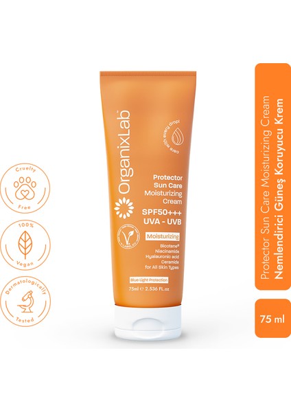 Organixlab Güneş Koruyucu Etkili Nemlendirici Yüz Kremi - Uva ve Uvb Etkili Spf 50 Güneş Kremi 75 ml