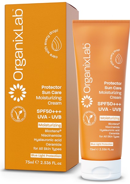 Organixlab Güneş Koruyucu Etkili Nemlendirici Yüz Kremi - Uva ve Uvb Etkili Spf 50 Güneş Kremi 75 ml