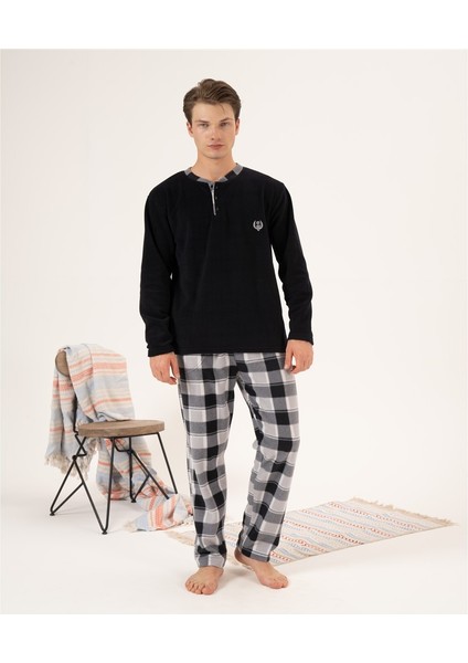 Ekose Kareli Erkek Polar Pijama Takım
