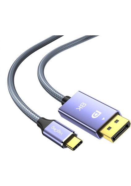 8K/60Hz 4K/144Hz/120Hz Type-C 3.1 To Displayport 1.4 Çift Yönlü Kablo 2 Metre