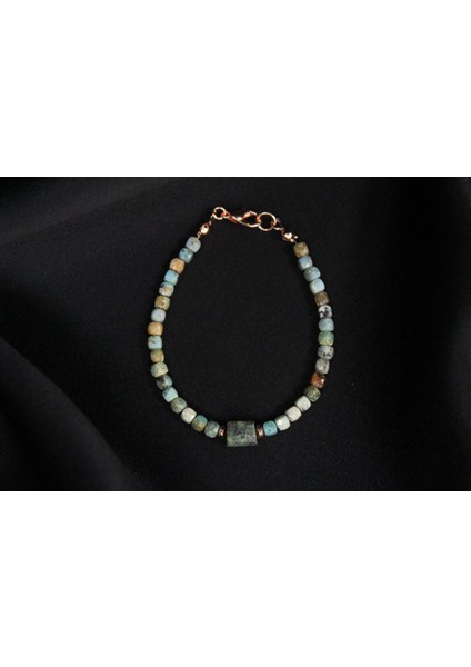 Larimar, Pembe Kuvars Akuamarin ile Çarpıcı El Yapımı Bileklik Doğal Şifalı Taşlar fiyatları