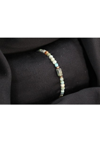 Larimar, Pembe Kuvars Akuamarin ile Çarpıcı El Yapımı Bileklik Doğal Şifalı Taşlar fırsatları