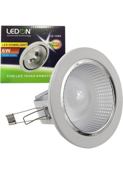 LD-1008 8 W Beyaz Mercekli Downlight Cob LED