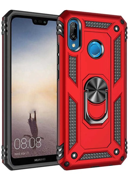 Huawei P20 Lite Kılıf Vega Yüzüklü Standlı Darbe Korumalı