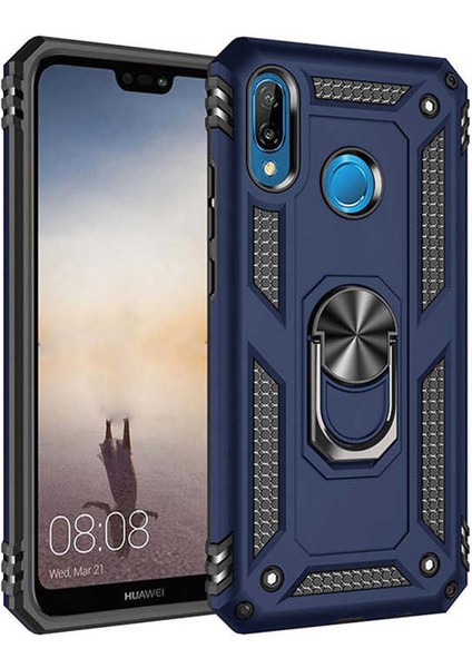 Huawei P20 Lite Kılıf Vega Yüzüklü Standlı Darbe Korumalı