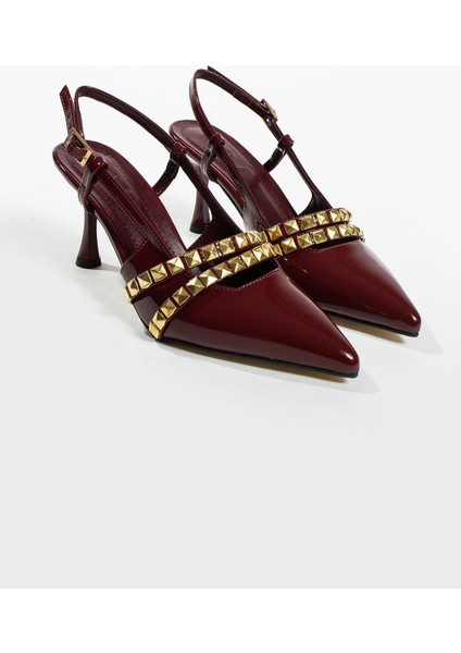 Davin Zımbalı Detay Bilek Bağlı Arkası Açık Kadın Klasik Topuklu Ayakkabı