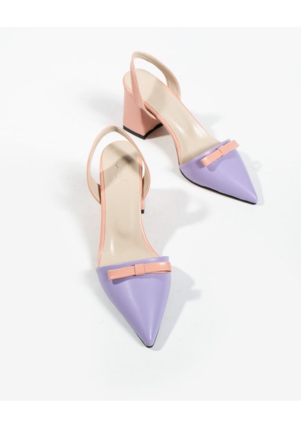 Werner Kadın Çift Renk Fiyonk Detay Topuklu Ayakkabı