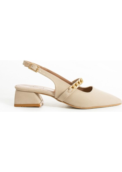 Violet Kısa Topuk Zincir Detaylı Klasik Topuklu Ayakkabı - Babet fırsatları