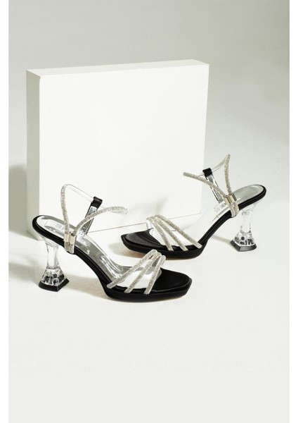 Siyah Platform Kadın Taşlı Topuklu Ayakkabı fiyatları