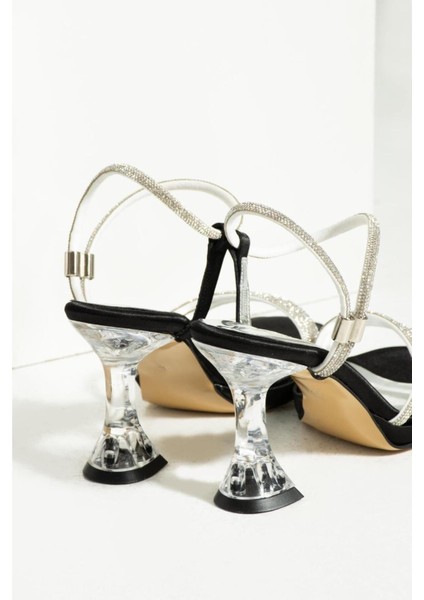 Siyah Platform Kadın Taşlı Topuklu Ayakkabı modelleri