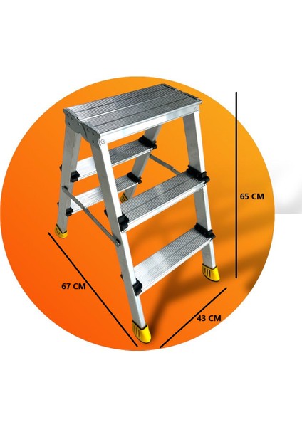 3+3 Gold Çift Çıkışlı Alüminyum Merdiven