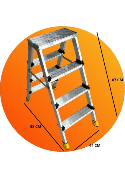 4+4 Gold Çift Çıkışlı Alüminyum Merdiven