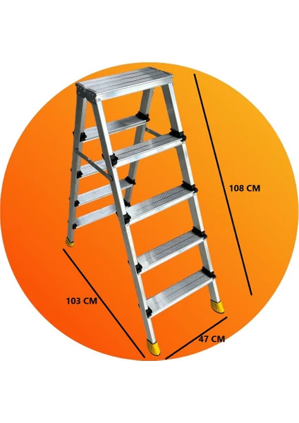 5+5 Gold Çift Çıkışlı Alüminyum Merdiven