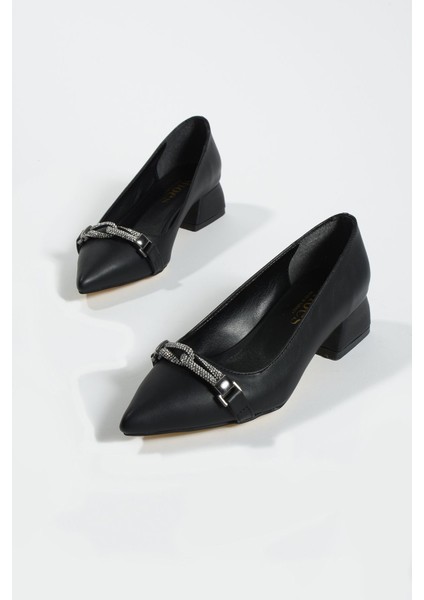 Siyah Taş Detay Kadın Topuklu Ayakkabı fiyatları