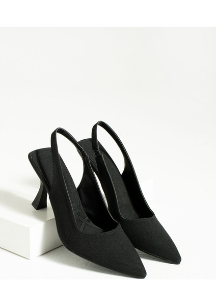 Siyah Saten Topuklu Ayakkabı Kadınlar İçin Orta Topuklu fiyatları