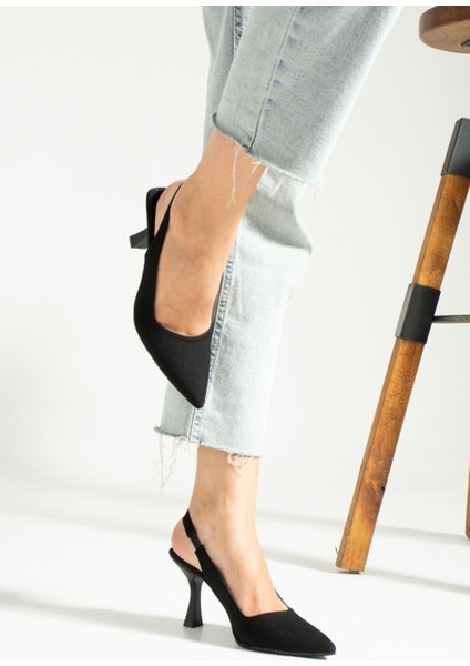 Siyah Saten Topuklu Ayakkabı Kadınlar İçin Orta Topuklu fırsatları