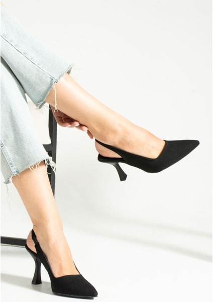 Siyah Saten Topuklu Ayakkabı Kadınlar İçin Orta Topuklu indirimleri