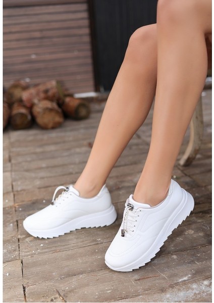 Beyaz Renk Cilt Deri Kolay Bağcık Anahtarlı Kadın Spor Ayakkabı Rmy fiyatları