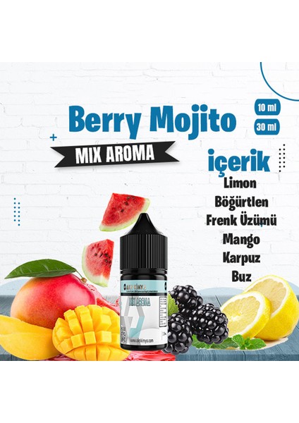 Berry Mojito Mix Aroma Limon Böğürtlen Frenk Üzümü Buz Gıda Aroması 10 ml