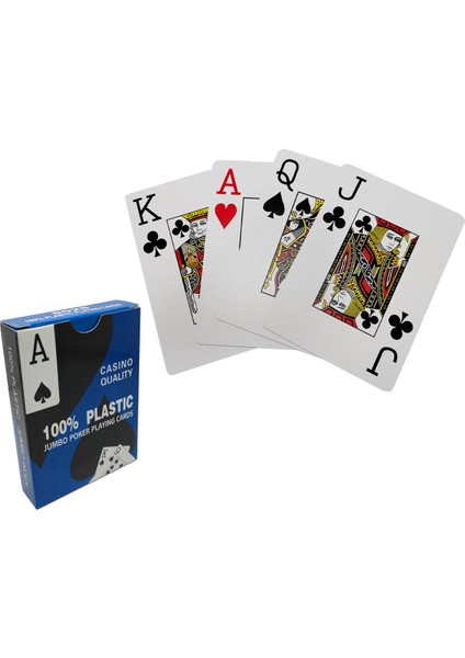 Mavi Plastik Su Geçirmez Jumbo Blackjack Iskambil Oyun Kağıdı CIN443MV