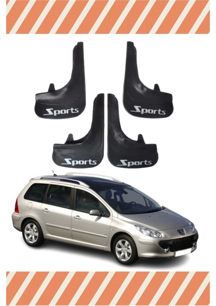 Peugeot 307 Stw Tüm Kasalar Sports Yazılı 4'lü Tozluk Çamurluk Paçalık