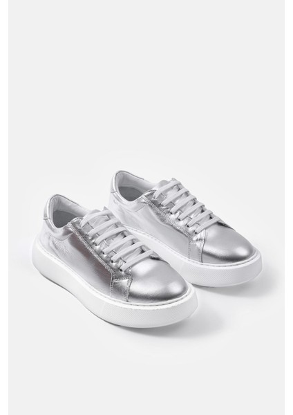 Julia Gümüş Hakiki Deri Kadın Sneaker