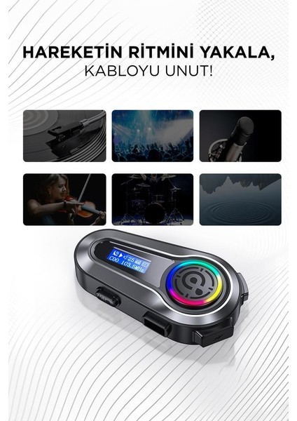 Q10 Siyah LCD Ekranlı Bluetooth Motosiklet Kulaklığı Intercom