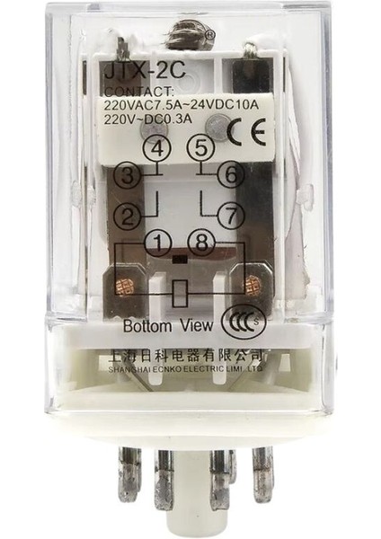 Jtx-2c Ac 220V 8 Pin 2no + 2nc Elektromanyetik Röle