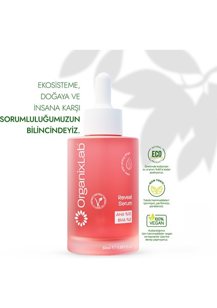 Organixlab Reveal Akne Karşıtı Serum I Aha & Bha Canlandırıcı I Peeling Etkili Gözenek Sıkılaştırıcı 50 ml