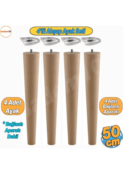 4'lü Ahşap Sehpa Ayak Takımı 50 cm Zigon - Puf - Tabure