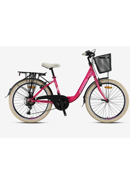 Tetra 3.0 - 24  City Bike - 15' - 21 Vites - V.b. - Fuşya-Toz Pembe/bej