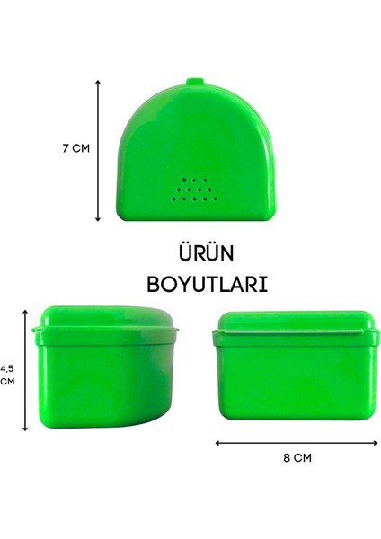 Diş Protez Saklama Kabı Yüksek Kalite Yeşil Renk Geniş Saklama Kabı