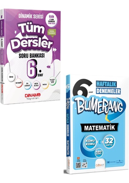 6. Sınıf Tüm Dersler Dinamik Serisi Soru Bankası ve Günay Matematik Bumerang Konu Konu Haftalık Denemel Seti