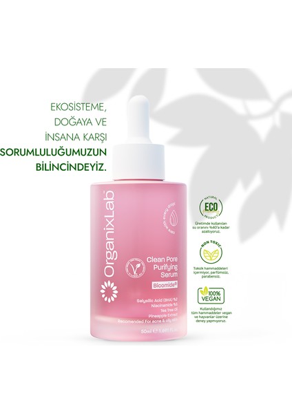 Organixlab Clean Pore Gözenek Arındırıcı Serum I Gözenek Sıkılaştırıcı I Karma Ve Yağlı Ciltler 50 ml