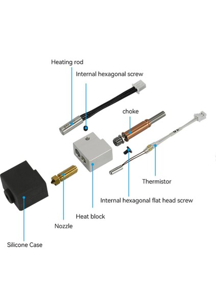Anycubic Kobra 3 Hotend Seti(Sertleştirilmiş Çelik Nozzle) fiyatları