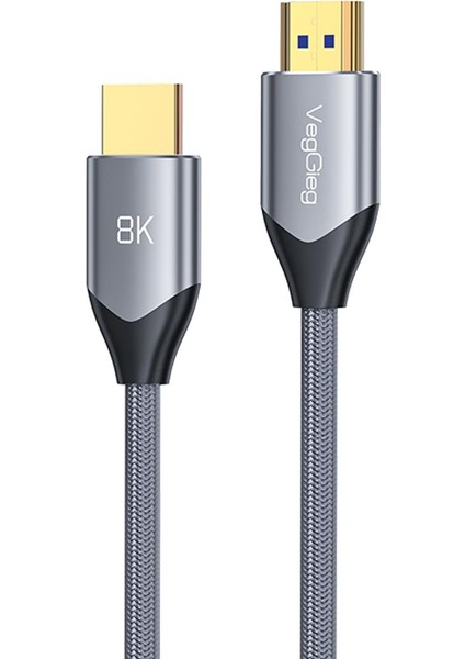 8k 60Hz 4K 120Hz 48 Gbps Hdr Arc Hdcp Örgülü HDMI 2.1 Kablo 1 Metre