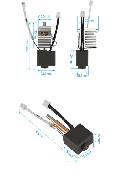 Anycubic Kobra 3 Full Hotend Seti Soğutucu Gövde Dahil(Pirinç Nozzle)