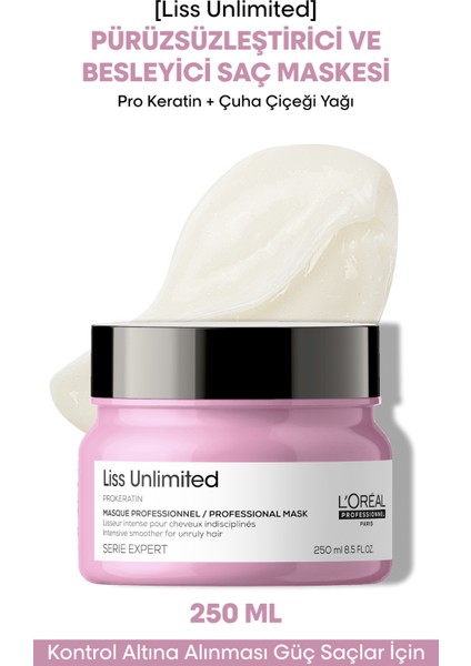 L'oreal Professionnel Serie Expert Liss Unlimited Elektriklenme Karşıtı ve Yoğun Yumuşaklık Veren Maske 250 ml