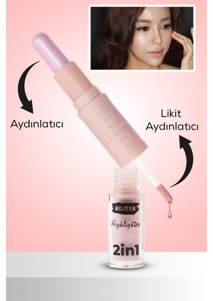 Çift Uçlu Likit ve Stik Aydınlatıcı 2-In-1 Highlighter 3 Adet