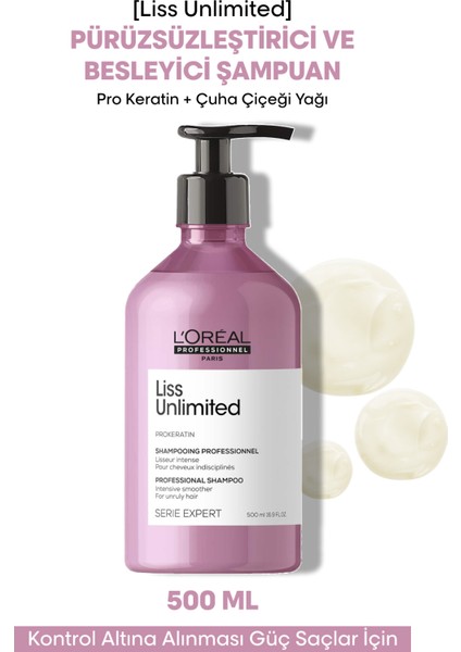 L'oreal Professionnel Serie Expert Liss Unlimited Elektriklenme Karşıtı ve Yumuşaklık Veren Şampuan 500 ml