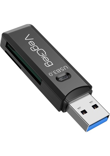 Veggieg USB 3.0 Sd ve Micro Sd Hafıza Kart Okuyucu Siyah