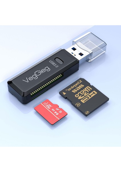 Veggieg USB 3.0 Sd ve Micro Sd Hafıza Kart Okuyucu Siyah