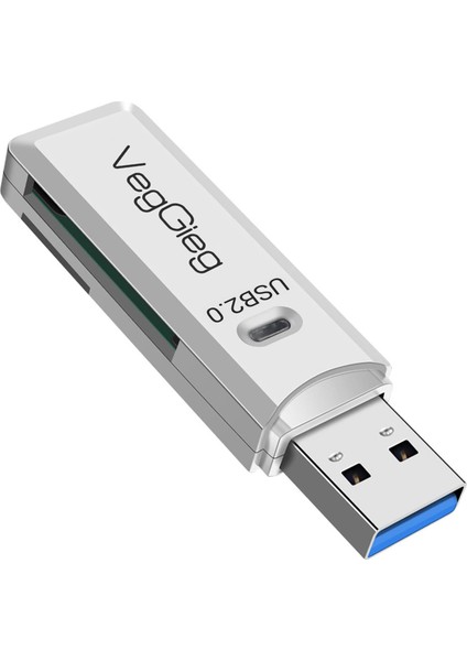 Veggieg USB 2.0 Sd ve Micro Sd Hafıza Kart Okuyucu Beyaz